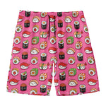 Cute Sushi And Rolls Pattern Print Men's Swim Trunks