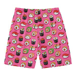 Cute Sushi And Rolls Pattern Print Men's Swim Trunks