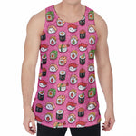 Cute Sushi And Rolls Pattern Print Men's Velvet Tank Top