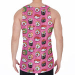 Cute Sushi And Rolls Pattern Print Men's Velvet Tank Top