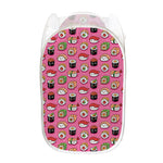 Cute Sushi And Rolls Pattern Print Mesh Laundry Hamper