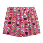 Cute Sushi And Rolls Pattern Print Mesh Shorts