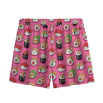 Cute Sushi And Rolls Pattern Print Mesh Shorts