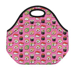 Cute Sushi And Rolls Pattern Print Neoprene Lunch Bag