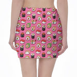Cute Sushi And Rolls Pattern Print Pencil Mini Skirt