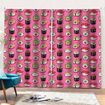 Cute Sushi And Rolls Pattern Print Pencil Pleat Curtains