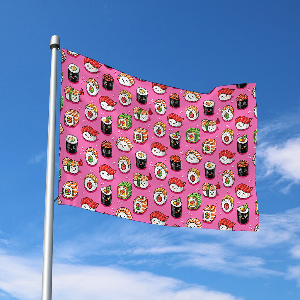 Cute Sushi And Rolls Pattern Print Polyester Flag