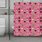 Cute Sushi And Rolls Pattern Print Polyester Shower Curtain