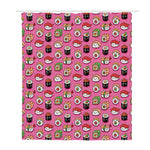 Cute Sushi And Rolls Pattern Print Polyester Shower Curtain
