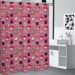 Cute Sushi And Rolls Pattern Print Premium Shower Curtain