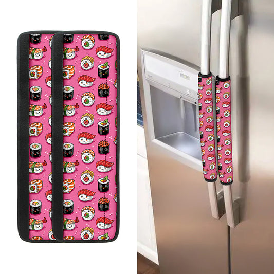 Cute Sushi And Rolls Pattern Print Refrigerator Handle Covers