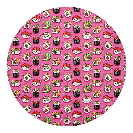 Cute Sushi And Rolls Pattern Print Round Blanket