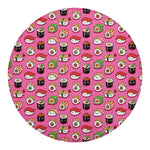 Cute Sushi And Rolls Pattern Print Round Blanket