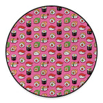 Cute Sushi And Rolls Pattern Print Round Floor Mat