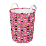 Cute Sushi And Rolls Pattern Print Round Laundry Basket