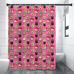 Cute Sushi And Rolls Pattern Print Shower Curtain