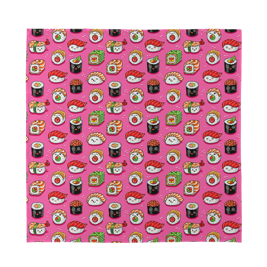 Cute Sushi And Rolls Pattern Print Silk Bandana