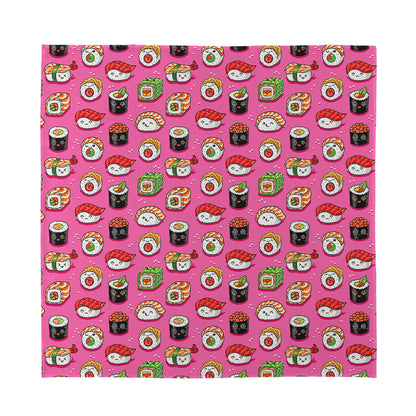 Cute Sushi And Rolls Pattern Print Silk Bandana