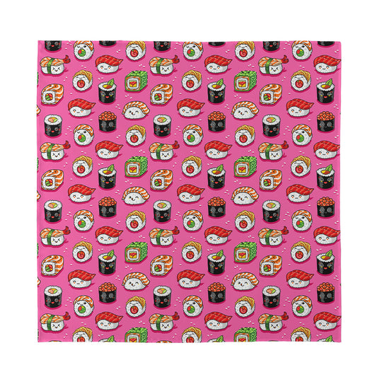 Cute Sushi And Rolls Pattern Print Silk Bandana