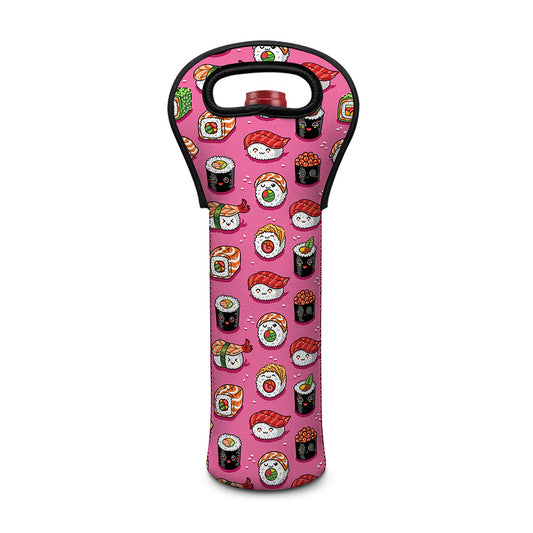 Cute Sushi And Rolls Pattern Print Single Neoprene Wine Tote
