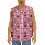 Cute Sushi And Rolls Pattern Print Sleeveless Baseball Jersey