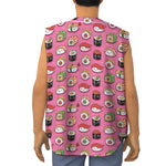 Cute Sushi And Rolls Pattern Print Sleeveless Baseball Jersey