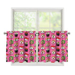 Cute Sushi And Rolls Pattern Print Tier Curtains