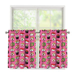 Cute Sushi And Rolls Pattern Print Tier Curtains
