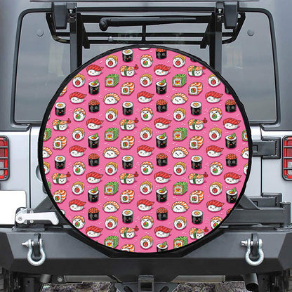 Cute Sushi And Rolls Pattern Print Tire Cover