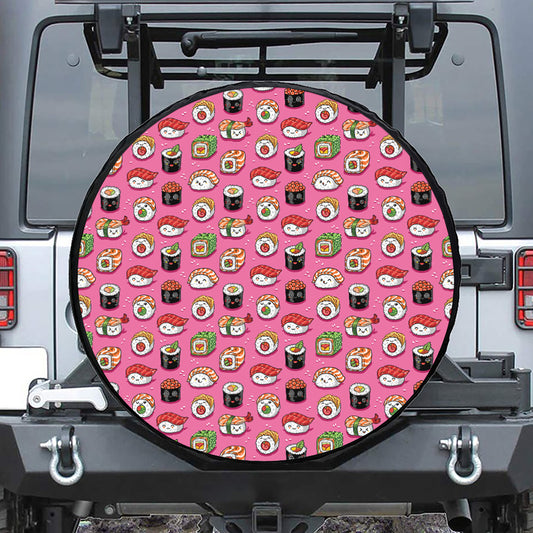 Cute Sushi And Rolls Pattern Print Tire Cover