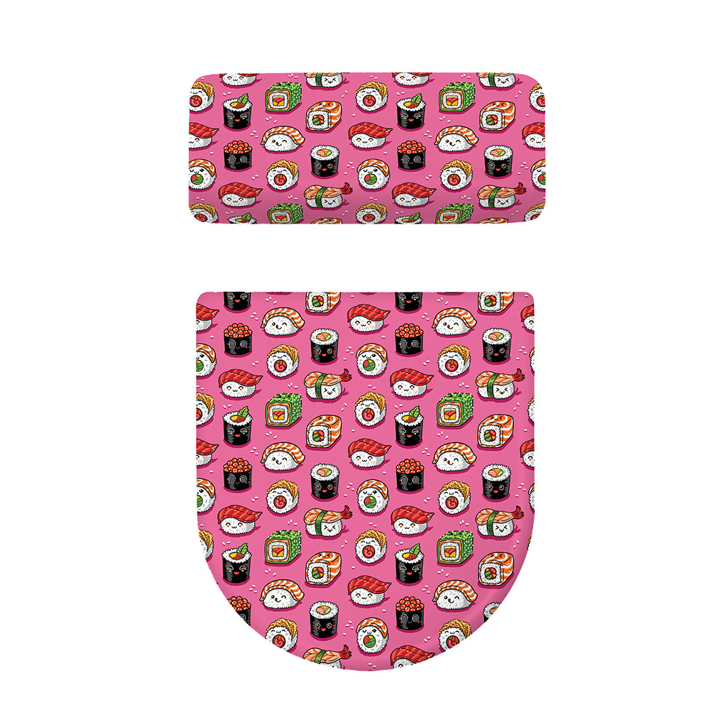 Cute Sushi And Rolls Pattern Print Toilet Lid And Tank Cover Set