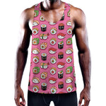 Cute Sushi And Rolls Pattern Print Training Tank Top