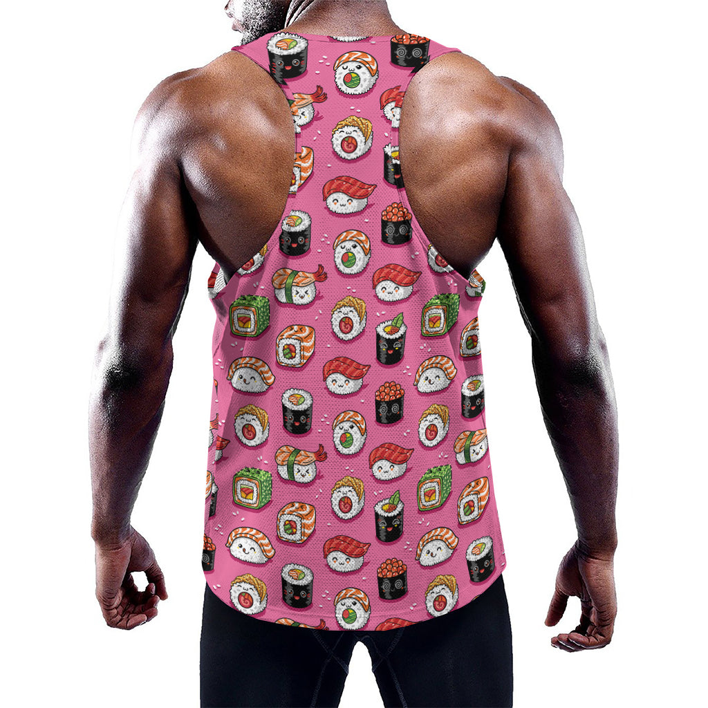 Cute Sushi And Rolls Pattern Print Training Tank Top