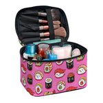Cute Sushi And Rolls Pattern Print Travel Makeup Bag