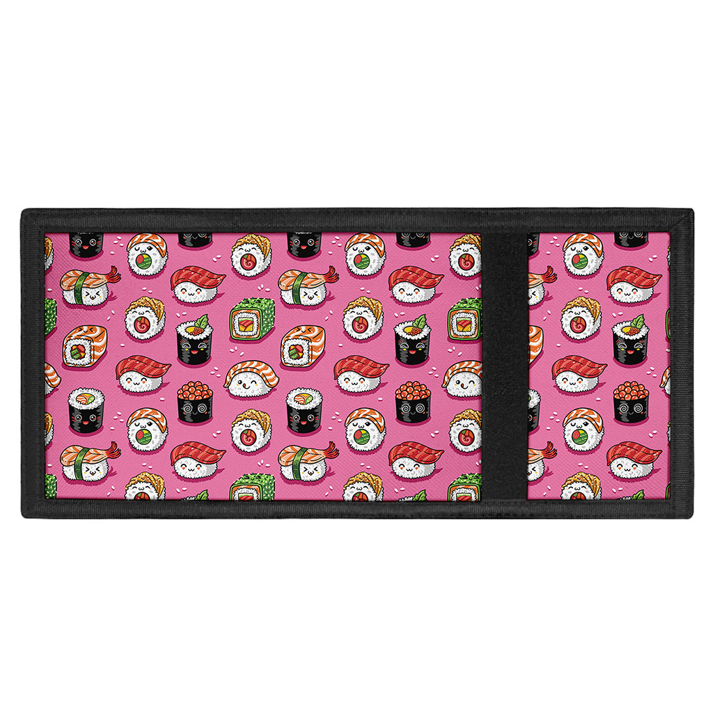 Cute Sushi And Rolls Pattern Print Trifold Wallet