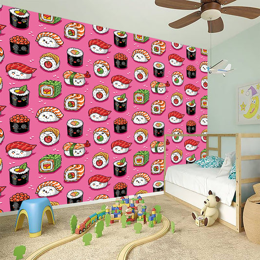 Cute Sushi And Rolls Pattern Print Wall Sticker