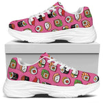 Cute Sushi And Rolls Pattern Print White Chunky Shoes