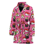 Cute Sushi And Rolls Pattern Print Women's Bathrobe
