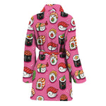 Cute Sushi And Rolls Pattern Print Women's Bathrobe
