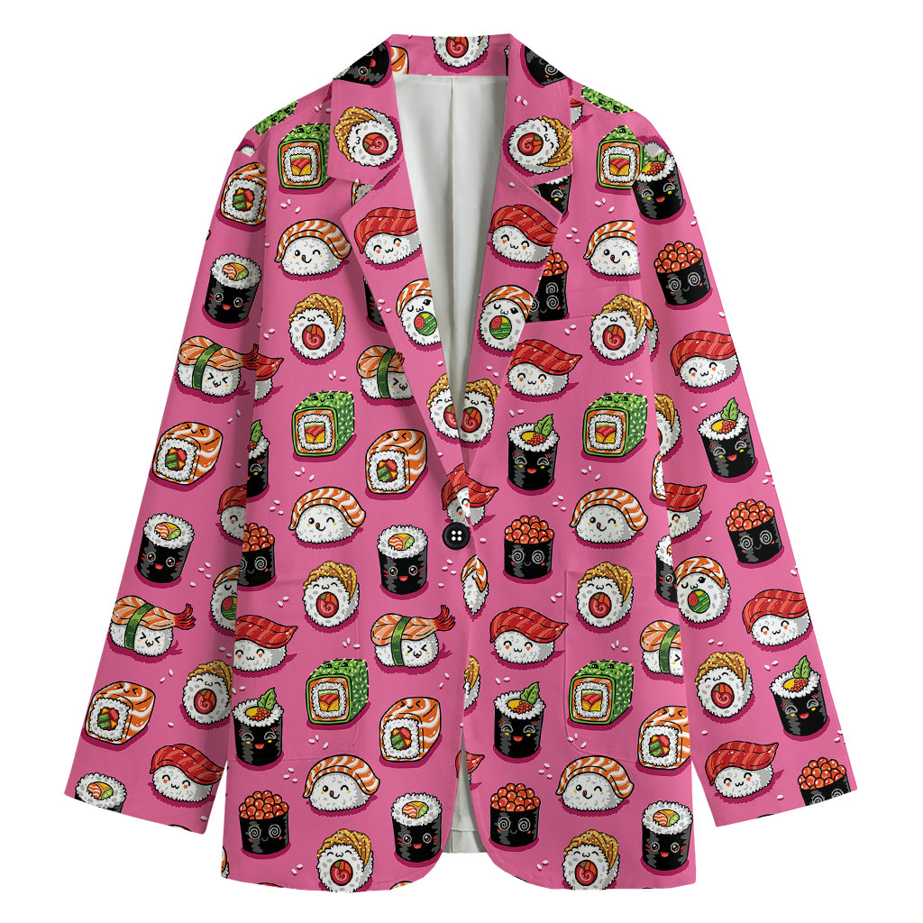 Cute Sushi And Rolls Pattern Print Women's Blazer
