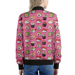 Cute Sushi And Rolls Pattern Print Women's Bomber Jacket