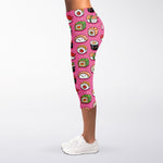 Cute Sushi And Rolls Pattern Print Women's Capri Leggings