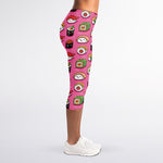 Cute Sushi And Rolls Pattern Print Women's Capri Leggings