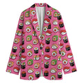 Cute Sushi And Rolls Pattern Print Women's Cotton Blazer