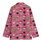 Cute Sushi And Rolls Pattern Print Women's Cotton Blazer