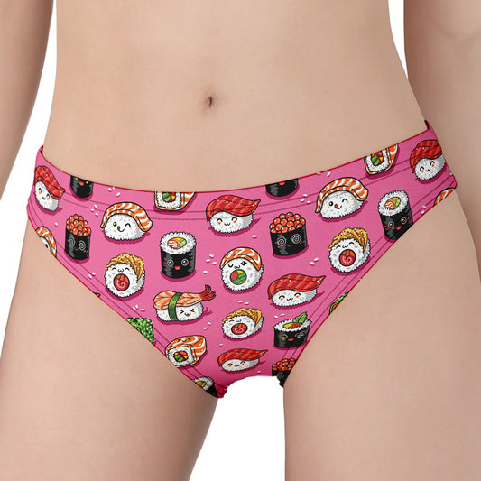 Cute Sushi And Rolls Pattern Print Women's Panties
