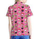 Cute Sushi And Rolls Pattern Print Women's Polo Shirt