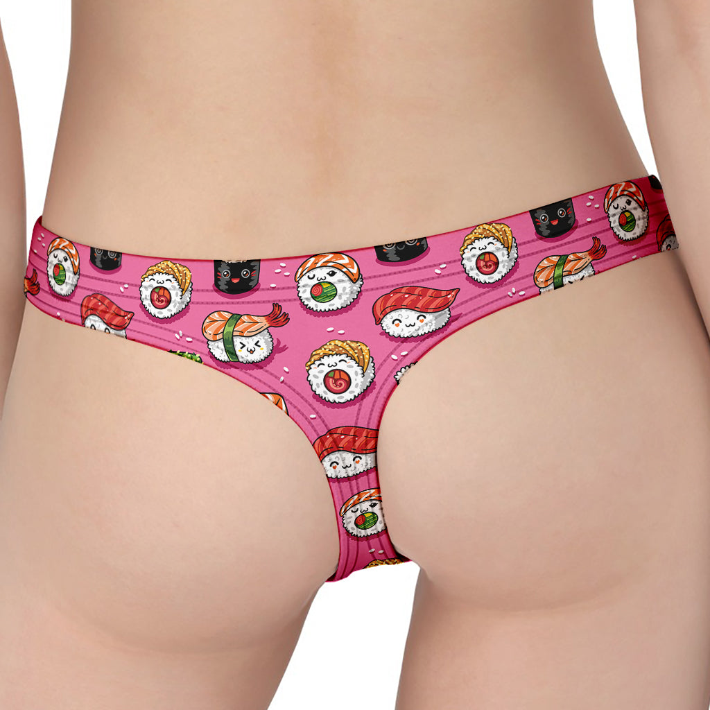 Cute Sushi And Rolls Pattern Print Women's Thong