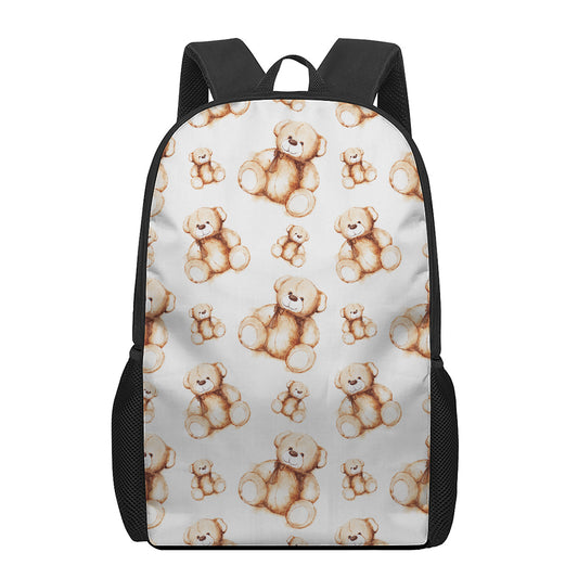 Cute Teddy Bear Pattern Print 17 Inch Backpack