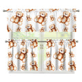 Cute Teddy Bear Pattern Print 3 Piece Kitchen Curtains